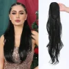 Black Wavy Synthetic Ponytail Long Wraping Hair Extension Daily Party Natural Hairpieces for Women Heat Resistant Curly Ponytail
