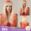 Blonde to Orange Wavy Synthetic Wigs Ombre Long Colorful Party Cosplay Wig for Women Use High Temperature Hair High Density Wig