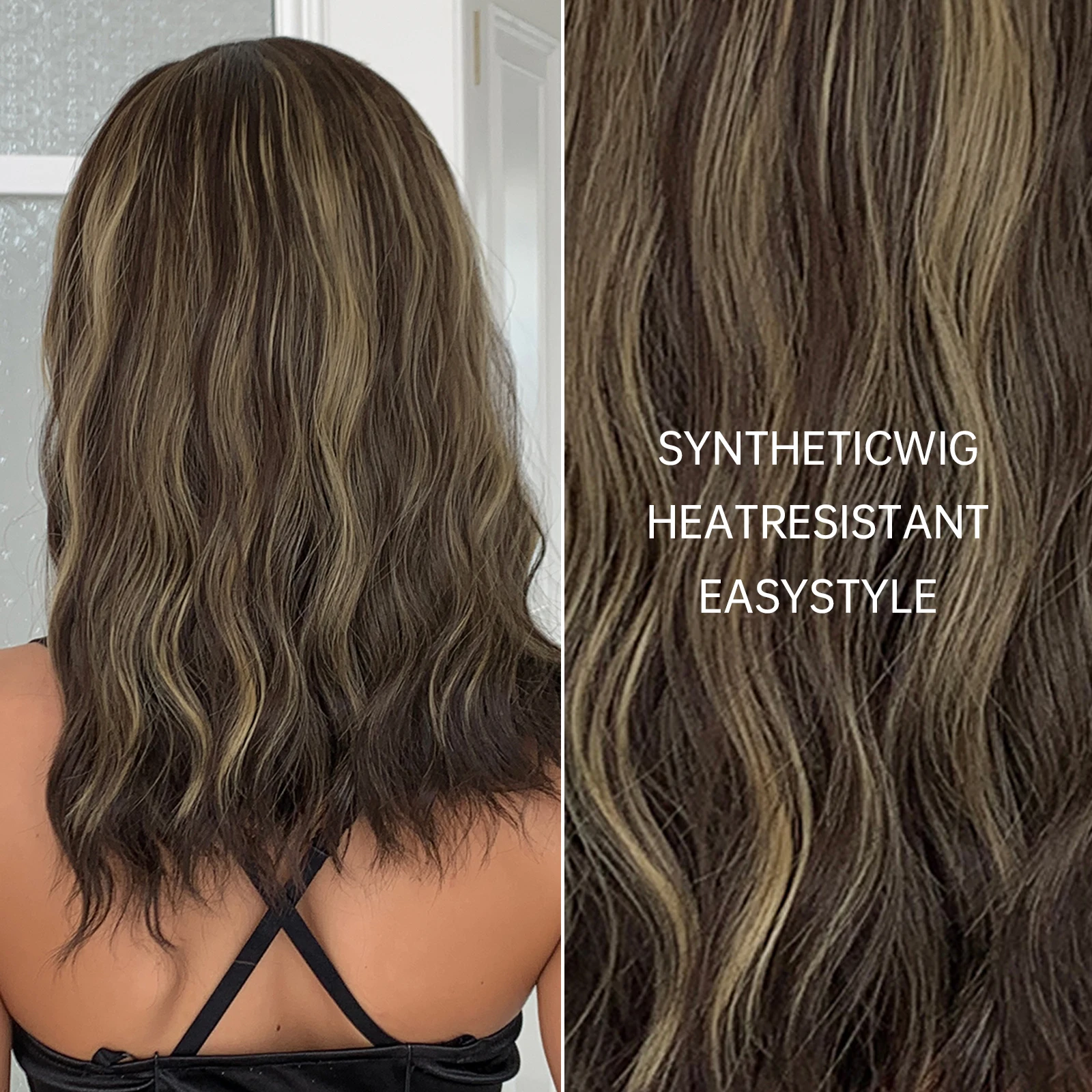 Brown-Highlight-Synthetic-Wigs-Middle-Part-Natural-Wave-Wig-for-Black-Women-Medium-Length-Daily-Fake-3