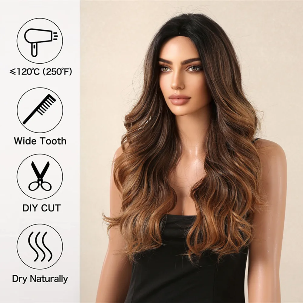 Chestnut-Brown-Long-Wave-Wig-Middle-Part-Synthetic-Wig-for-Women-Omrbe-Brown-Natural-Looking-Hair-3