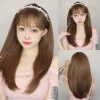 Light Brown Layered Straight Synthetic Wigs Long Brown Natural Looking Daily Hair Wig High Temperature Fiber for Women Party Use