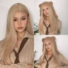 Light Pure Blonde Synthetic Wigs for Women Long Straight Natural Hair Daily Use Party Cosplay Wig Middle Part Heat Resistant