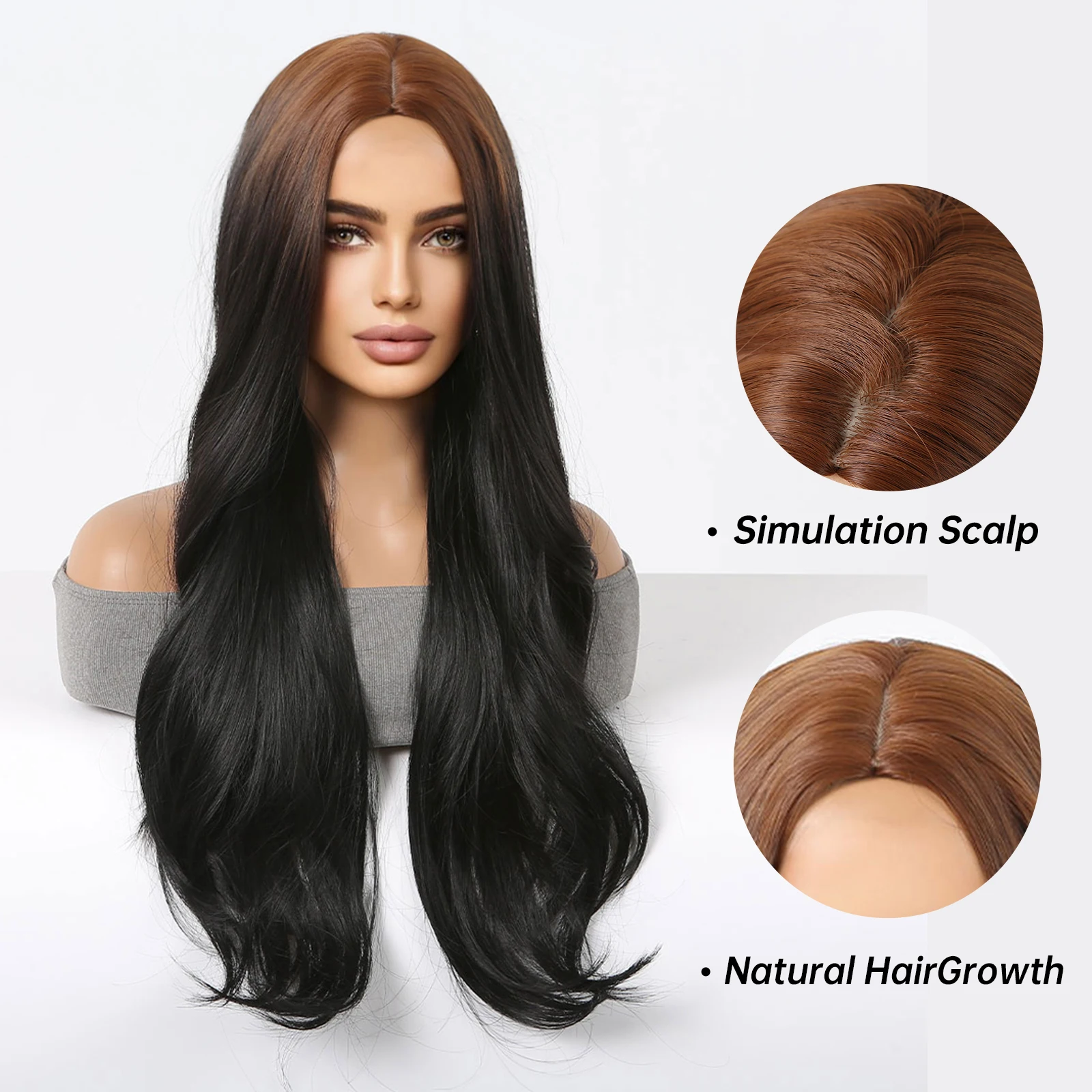 Long-Black-Ombre-Wave-Synthetic-Wig-for-Women-Natural-Looking-Adjustable-Soft-Wigs-Daily-Party-Use-4