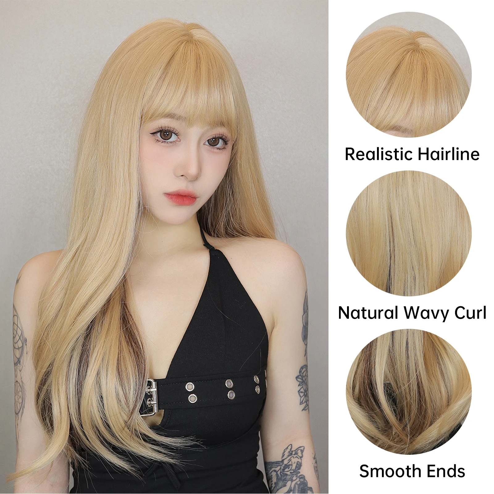 Long-Light-Blonde-Highlight-Wavy-Wig-Mixed-Color-Synthetic-Wigs-with-Bangs-Heat-Resistant-Daily-Party-2