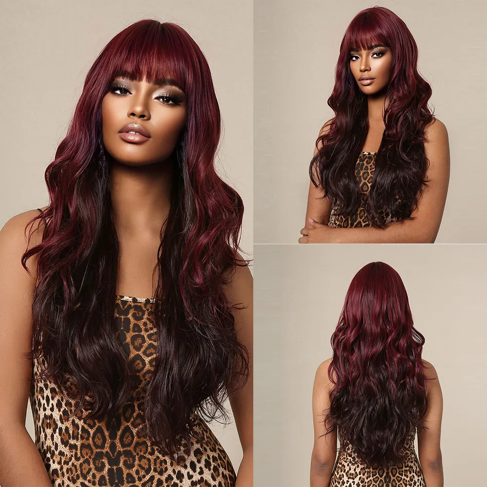 Long-Ombre-Highlight-Wine-Red-Wigs-with-Bangs-Curly-Synthetic-Wig-for-Black-Women-Daily-Use