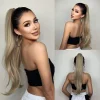 Long Sandy Blonde Staright Hair Extensions Clip in Claw Hairpiece Synthetic Ponytail Wig for Black Women High Temperature Wigs