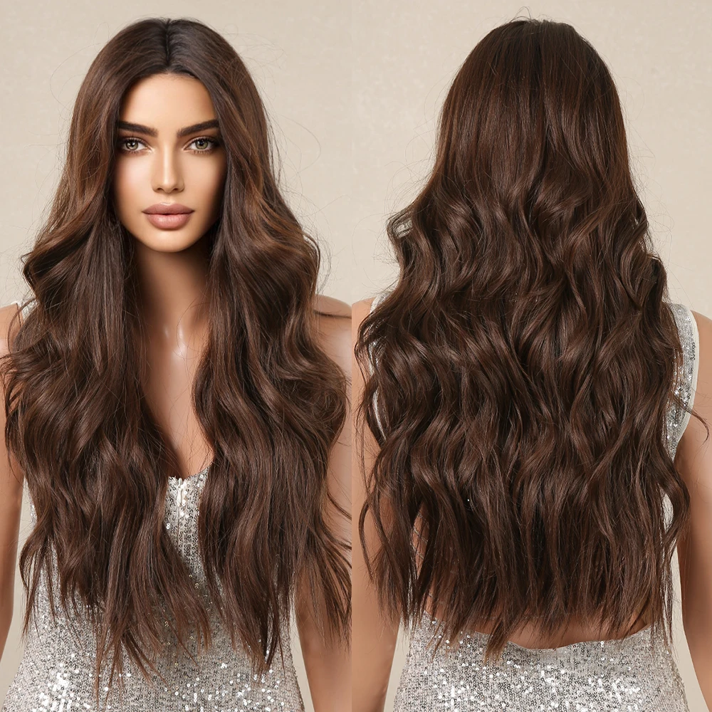 Long-Water-Wave-Natural-Wig-for-Women-Brown-Daily-Soft-Lace-Wigs-Silky-High-Density-Party-2
