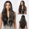 Long Wavy Lace Wigs for Women Natural Black Highlight Grey Daily Soft Synthetic Wigs Party High Density Fake Hair Heat Resistant