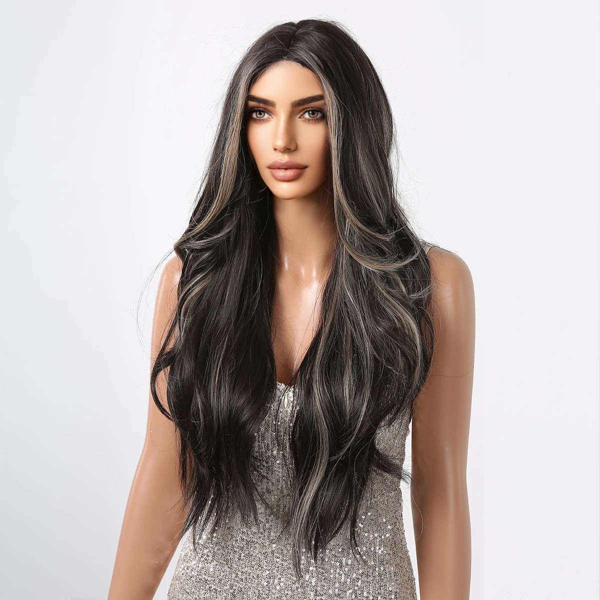 Long-Wavy-Lace-Wigs-for-Women-Natural-Black-Highlight-Grey-Daily-Soft-Synthetic-Wigs-Party-High-2