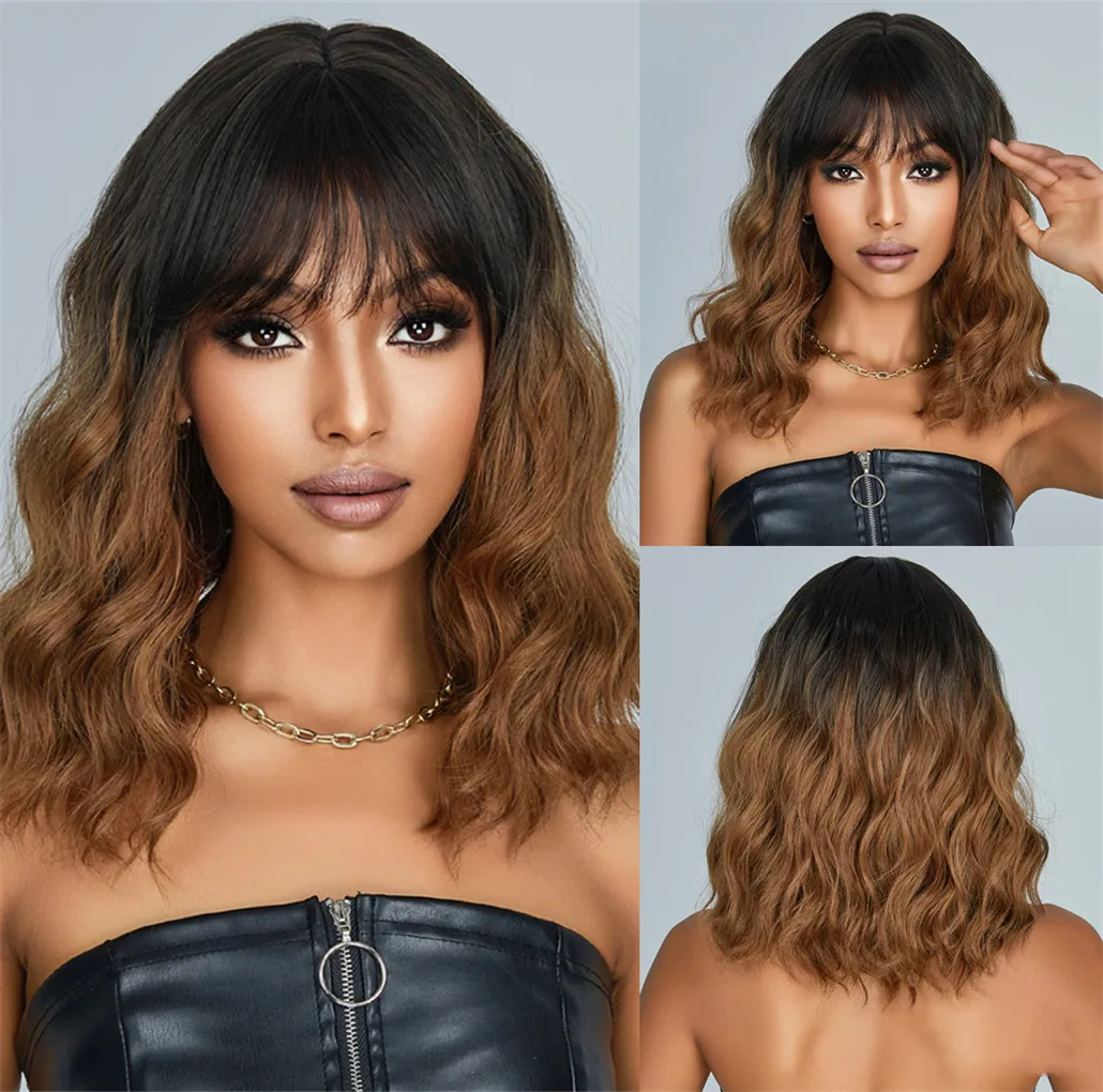 Middle-Length-Ombre-Brown-Synthetic-Wigs-with-Bangs-Short-Brown-Curly-Wave-Wig-for-Women-Natural
