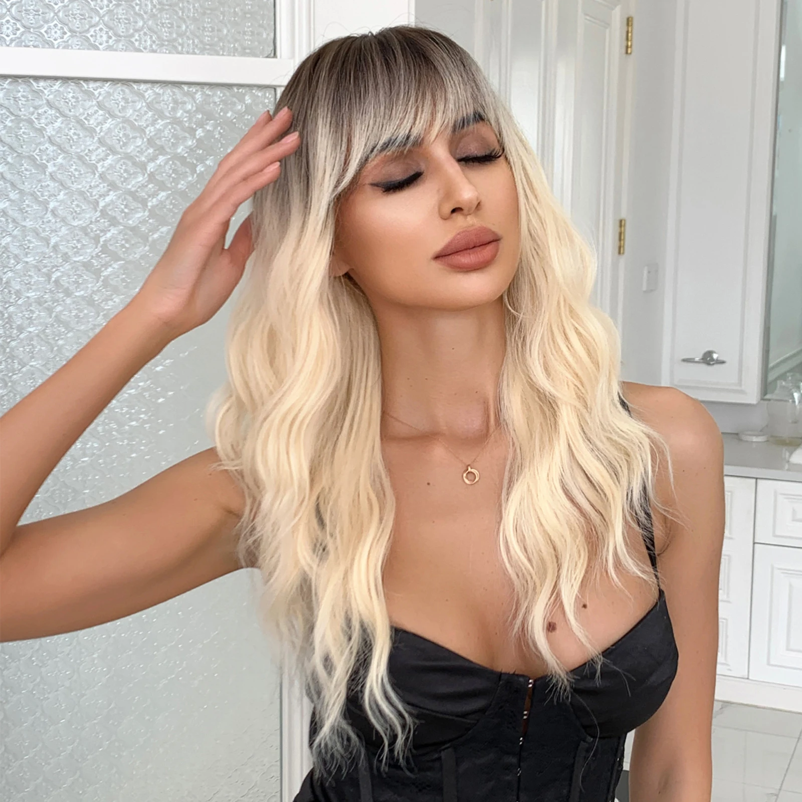 Ombre-Blonde-Long-Wavy-Hair-Wigs-with-Bangs-for-Women-Natural-Looking-Synthetic-Blonde-Wig-Daily-2