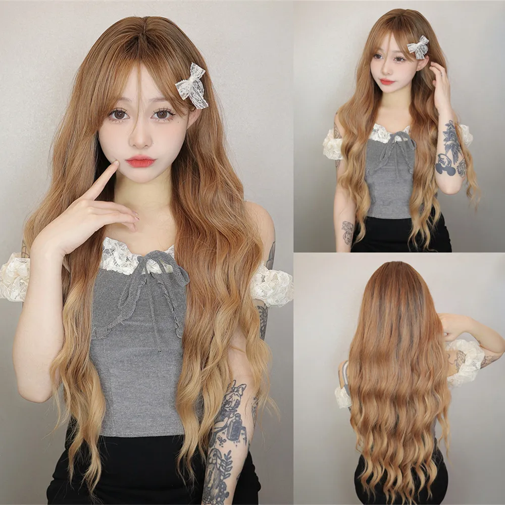 Ombre-Brown-Long-Wavy-Wigs-with-Bangs-for-Women-Synthetic-Hair-Dark-Roots-Heat-Resistant-Wig