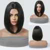 Short Black Straight Synthetic Wigs Deep Black Bob Hair Heat Resistant Fiber Natural Looking for Women Daily Use Party Cosplay