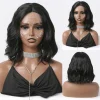 Short Black Wave Lace Frontal Synthetic Wigs for Women Middle Part Natural Hairline Daily Wig Heat Resistant Fiber High Density