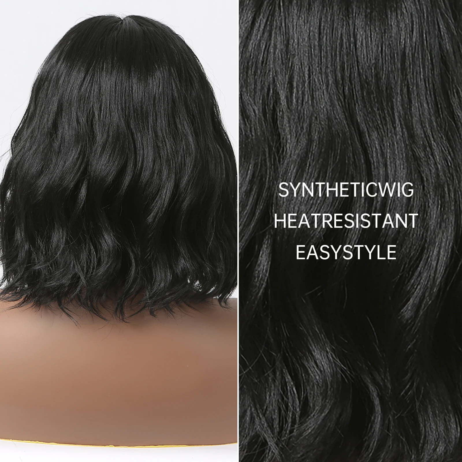 Short-Black-Wave-Lace-Frontal-Synthetic-Wigs-for-Women-Middle-Part-Natural-Hairline-Daily-Wig-Heat-4