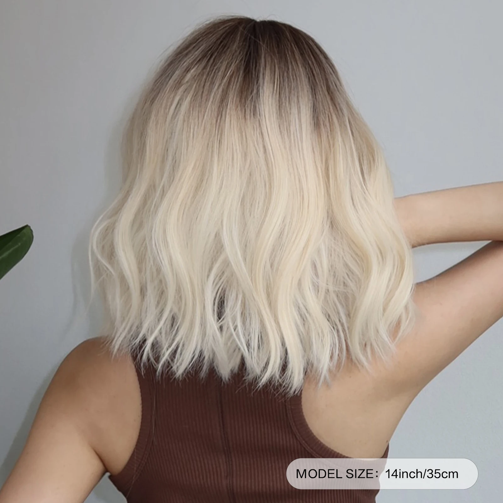 Short-Bobo-Wavy-Wigs-with-Bangs-Light-Blonde-Dark-Roots-Synthetic-Wigs-for-Women-Natural-Looking-2