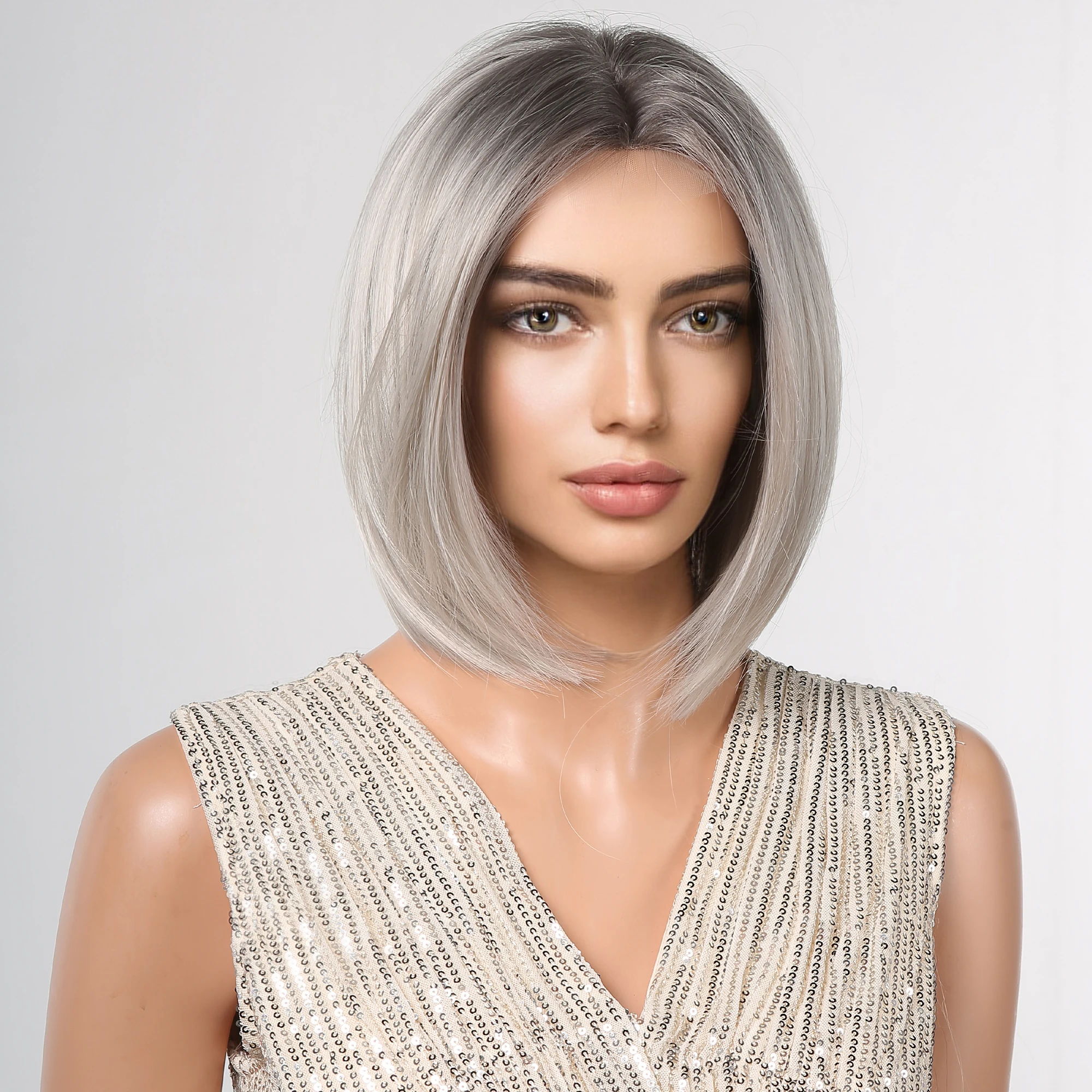 Short-Middle-part-Silvery-Wigs-for-Women-Straight-Lace-Daily-Party-Synthetic-Hair-Natural-Silky-High-1