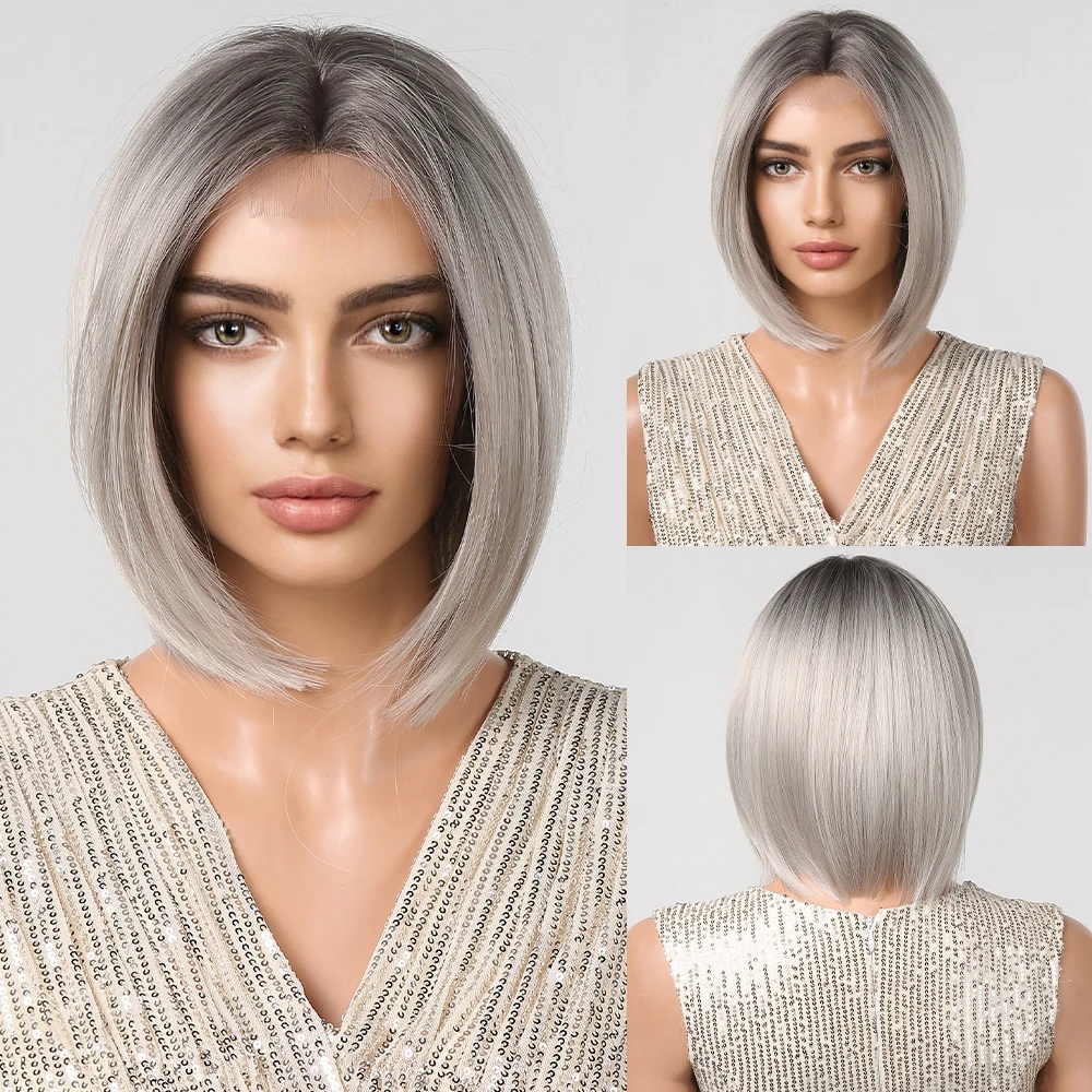 Short-Middle-part-Silvery-Wigs-for-Women-Straight-Lace-Daily-Party-Synthetic-Hair-Natural-Silky-High
