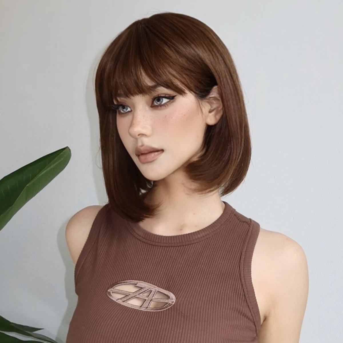 Straight-Dark-Brown-Wigs-with-Bangs-Short-Bobo-Natural-Daily-Wig-for-Women-Party-Soft-High-2