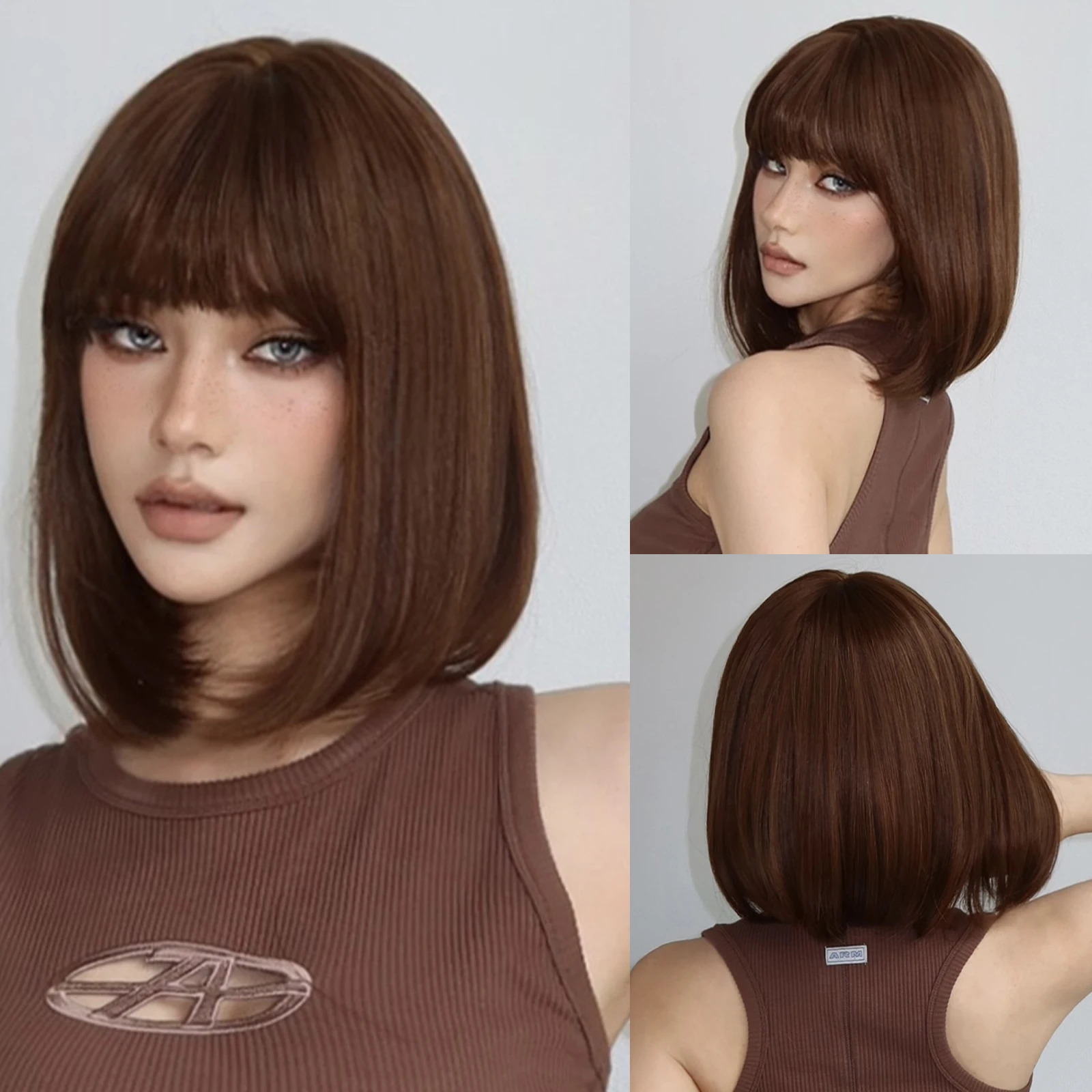 Straight-Dark-Brown-Wigs-with-Bangs-Short-Bobo-Natural-Daily-Wig-for-Women-Party-Soft-High