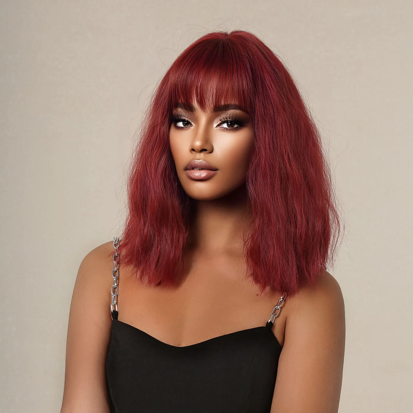 Wine-Red-Curly-Afro-Wigs-for-Black-Women-Shoulder-Length-Fluffy-Wavy-Burgundy-Wig-with-Bangs-2